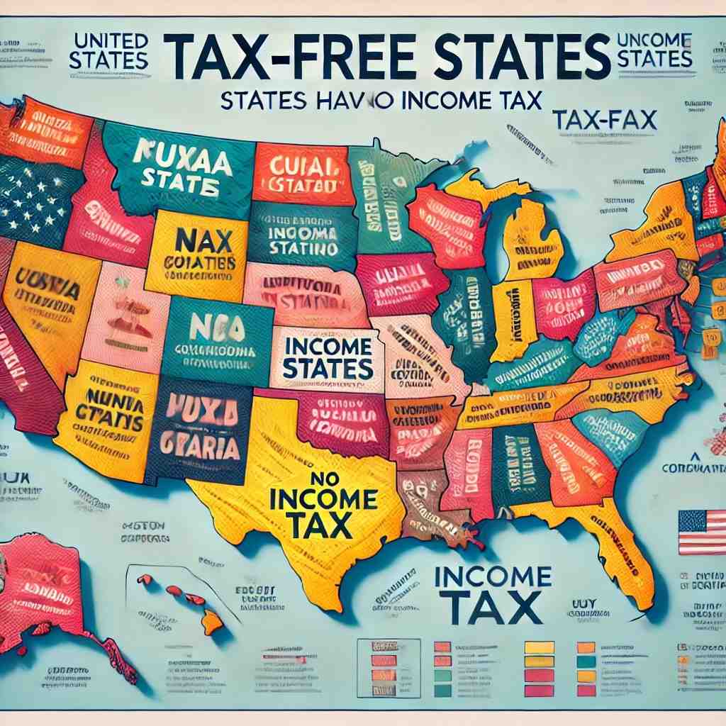 Tax Free States Map in USA